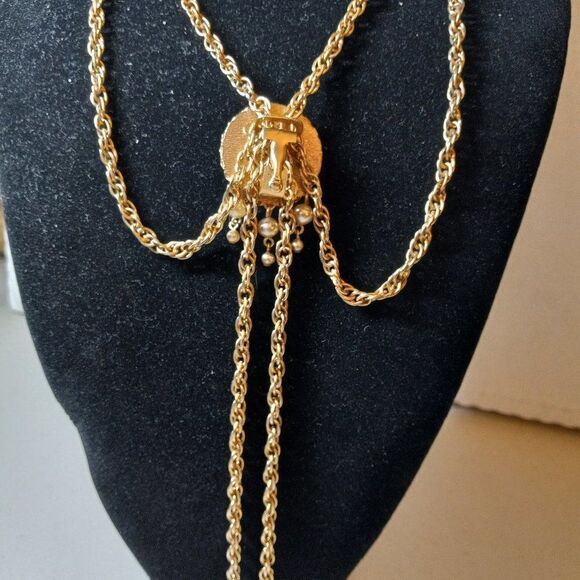 Vintage Fleur de lis Lariat necklace - Picture 6 of 7